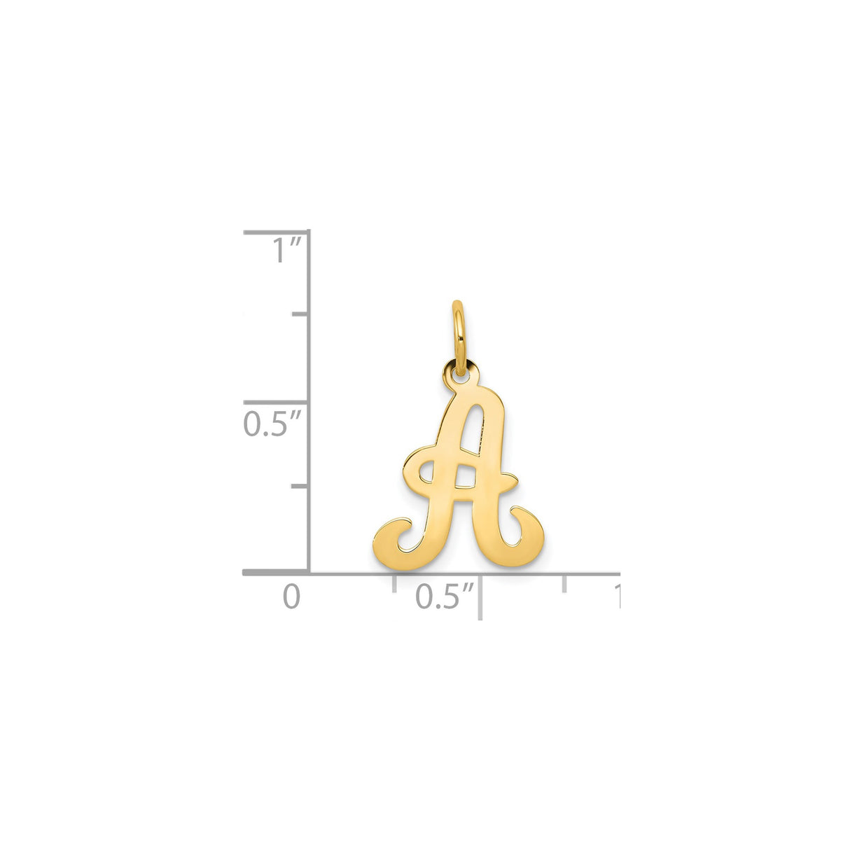 14k Yellow Gold Script Letter A Pendant, Cursive Initial Charm for Women