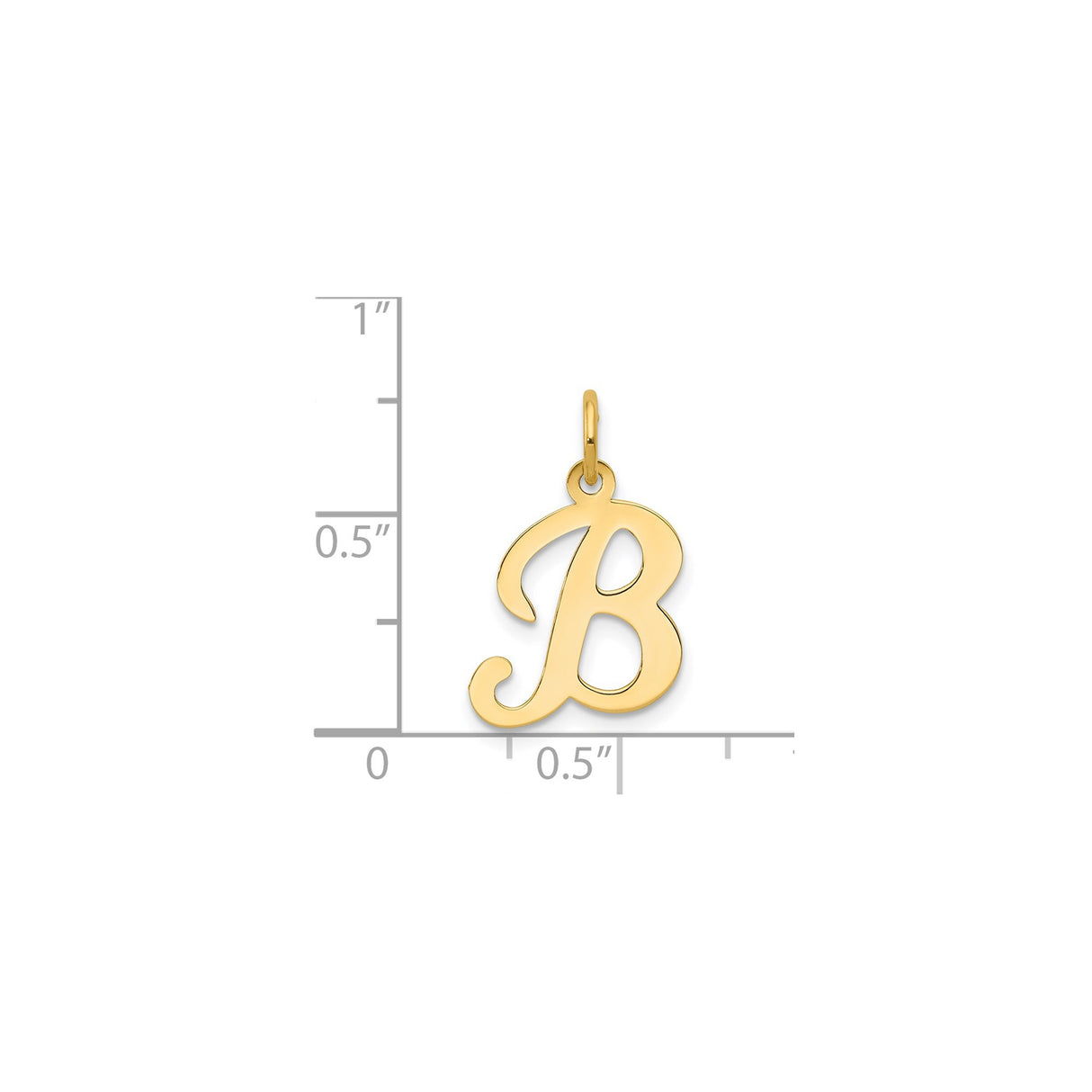 14k Yellow Gold Script Letter B Pendant Charm, Cursive Initial Jewelry for Women
