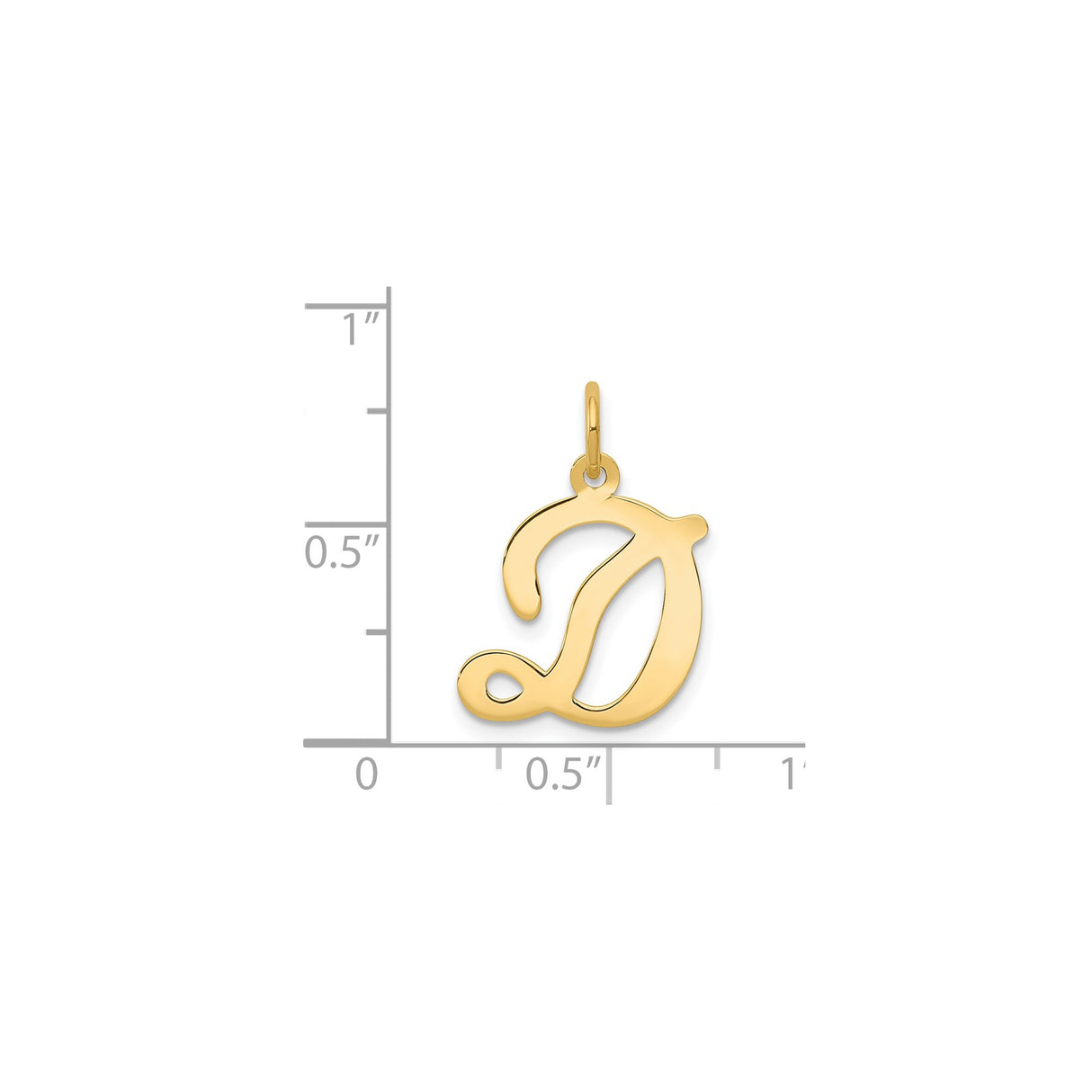 14k Yellow Gold Script Initial D Pendant Charm, Cursive Letter Monogram Jewelry for Women