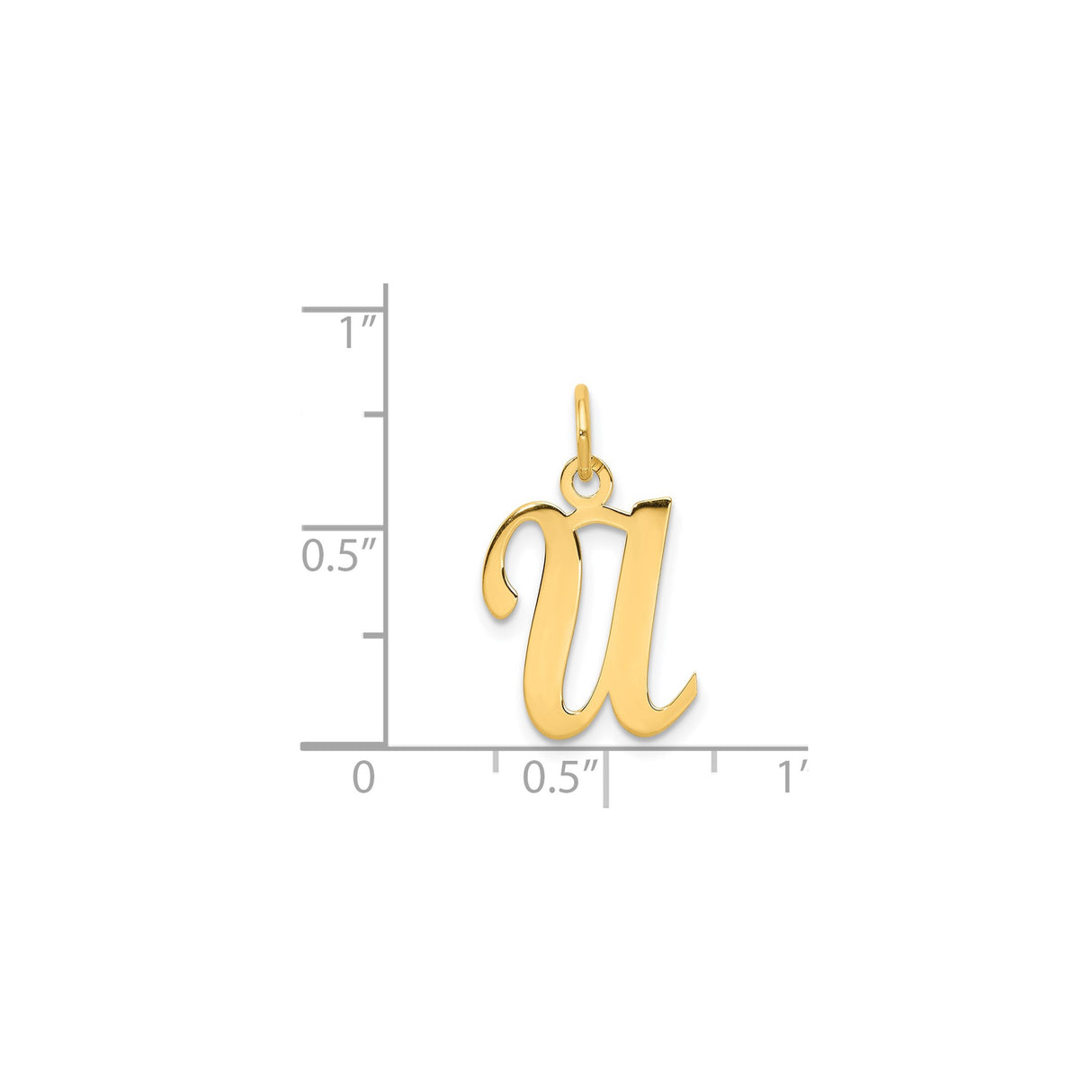 14k Yellow Gold Initial U Pendant, Script Letter Charm, Cursive Monogram Jewelry for Women or Unisex