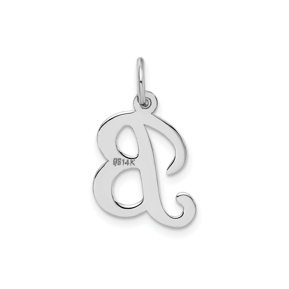 14k White Gold Initial B Pendant, Polished Script Letter Charm, Dainty Cursive Monogram Jewelry