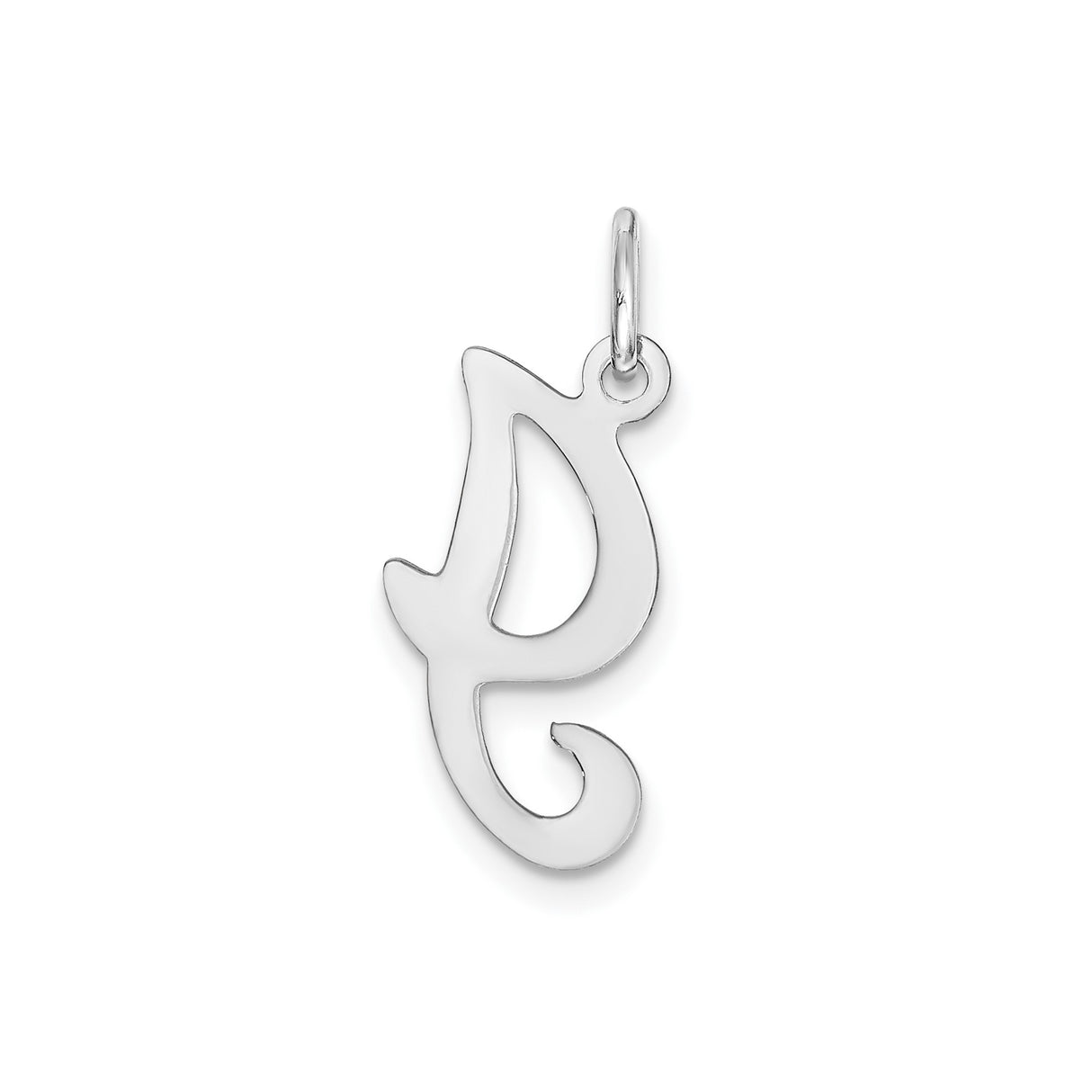 14k White Gold Initial D Pendant, Script Letter Charm, Cursive Monogram Jewelry for Women