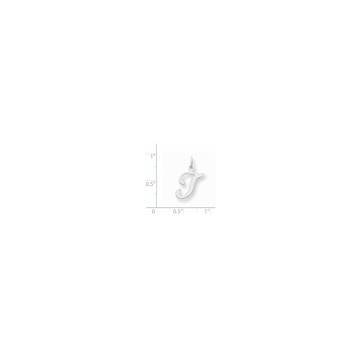 14k White Gold Initial J Pendant, Polished Script Letter Charm for Women or Unisex Wear