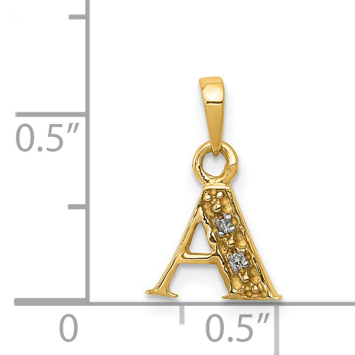 Polished .01ct Diamond Initial A Charm Pendant in Real 14k Multi-Tone Gold
