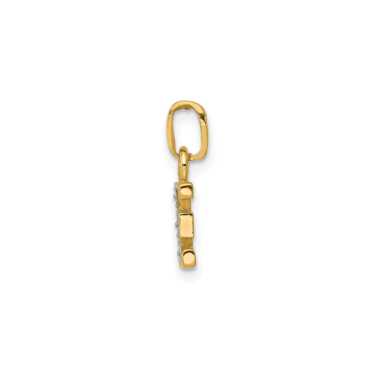 14k Multi-Tone Gold E Pendant with Diamond, Textured Rhodium Accent, Alphabet Letter Charm