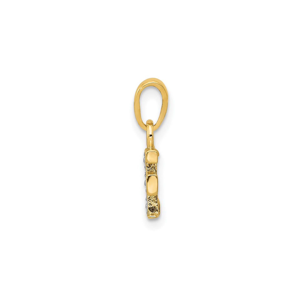 14k Multi-Tone Gold Letter F Pendant with Textured Rhodium and Diamond Cut Details for Women