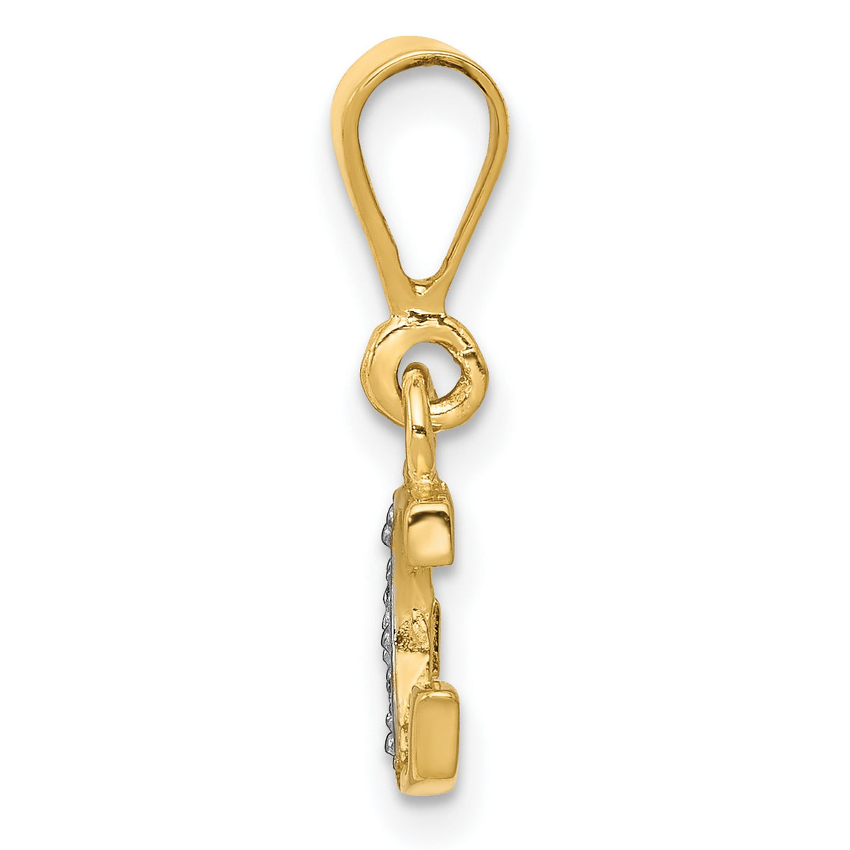 Polished .01ct Diamond Initial G Charm Pendant in Real 14k Multi-Tone Gold