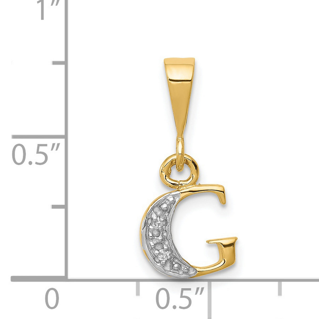 Polished .01ct Diamond Initial G Charm Pendant in Real 14k Multi-Tone Gold