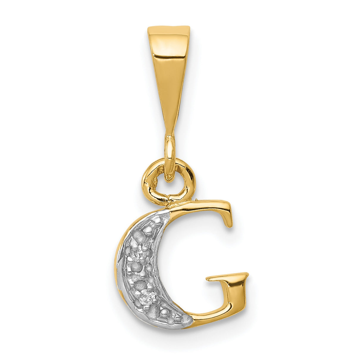 Polished .01ct Diamond Initial G Charm Pendant in Real 14k Multi-Tone Gold