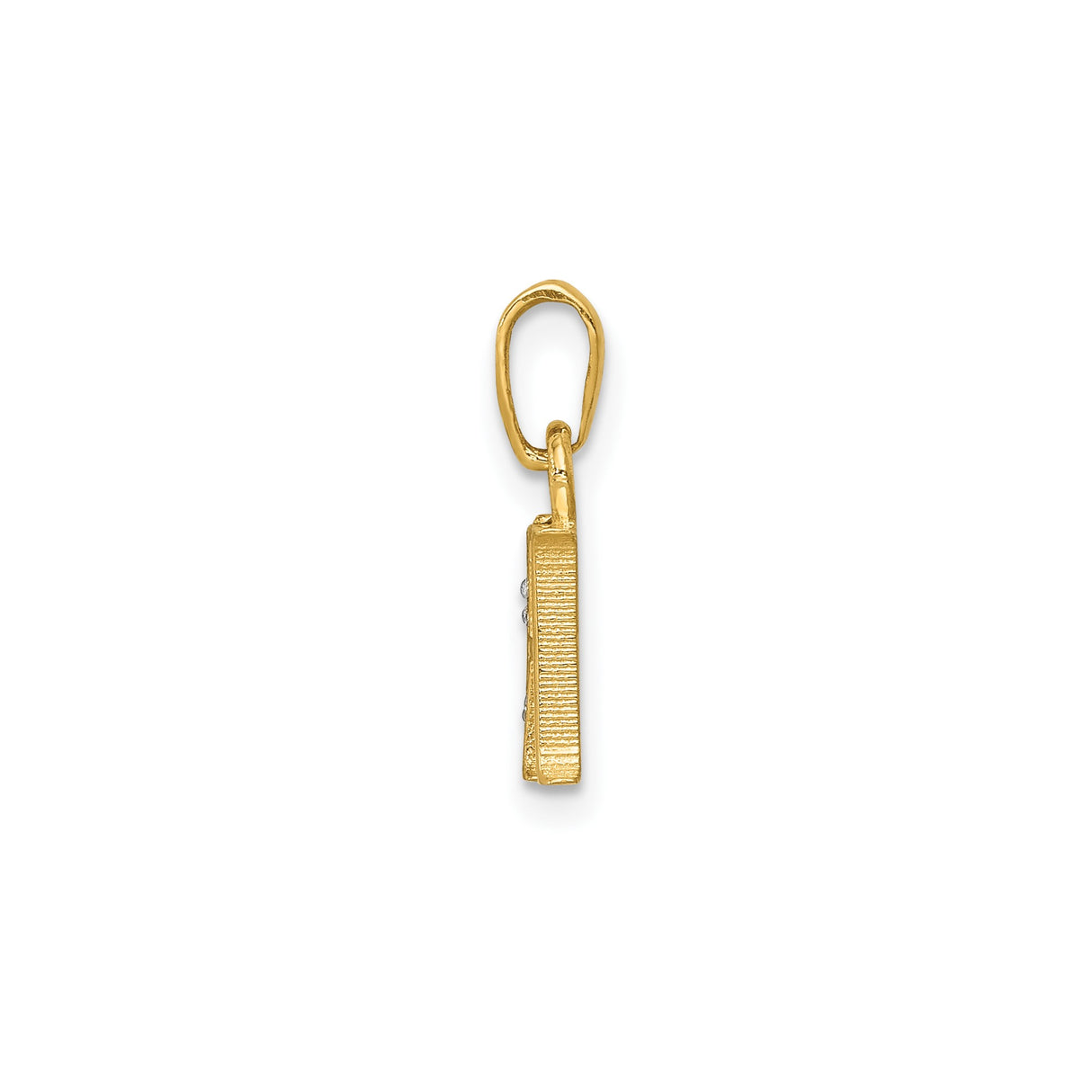 14k Two-Tone Gold Initial H Pendant with Diamond Accent, Vertical Bar Letter Charm
