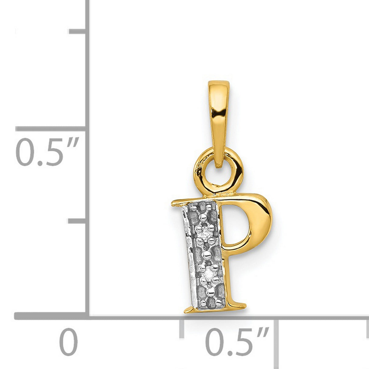 Polished .01ct Diamond Initial P Charm Pendant in Real 14k Multi-Tone Gold