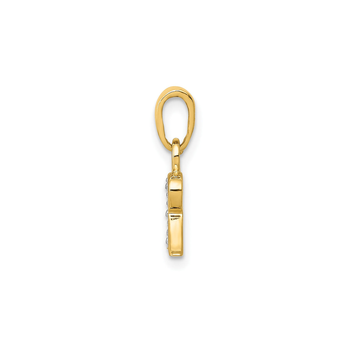 14k Two-Tone Gold Letter R Pendant with Diamond-Cut Accent and Rhodium Detail