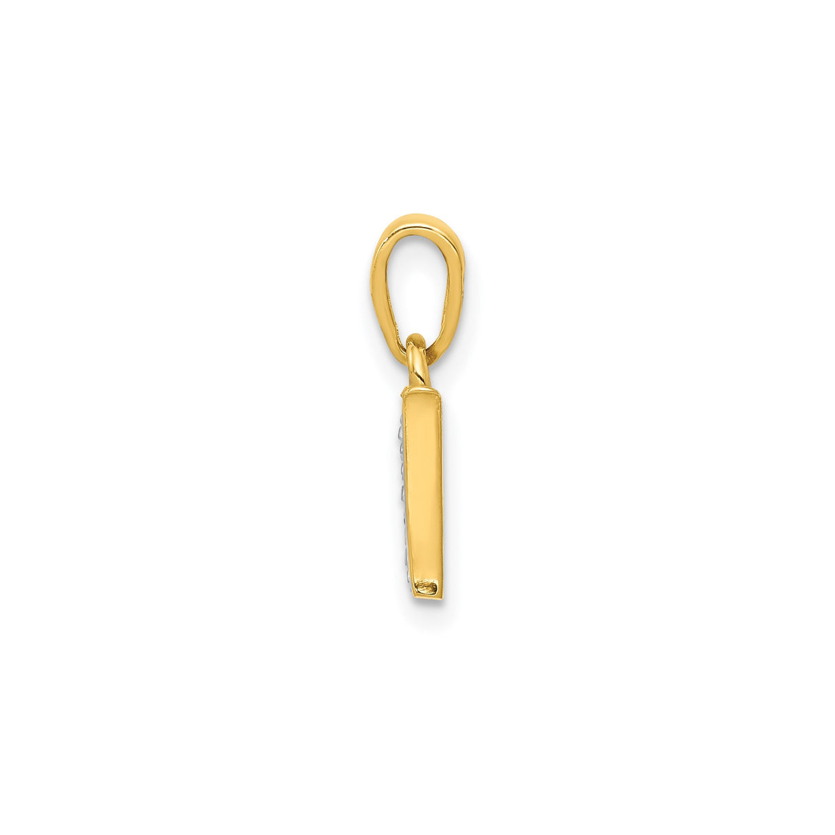 14k Yellow Gold Multi-Tone Letter W Pendant with Textured Diamond Accent