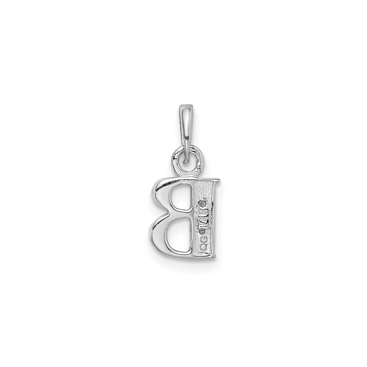 14k White Gold Initial B Pendant with Diamond Accents, Block Letter Charm