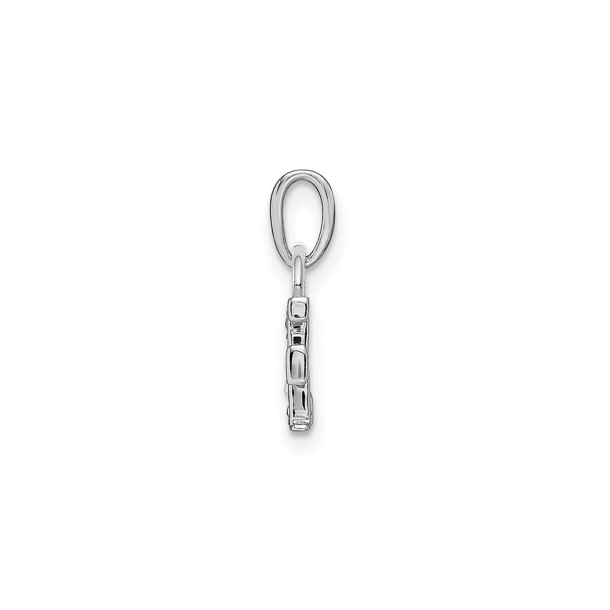 14k White Gold Letter F Pendant with Diamond Accents, Block Charm for Women