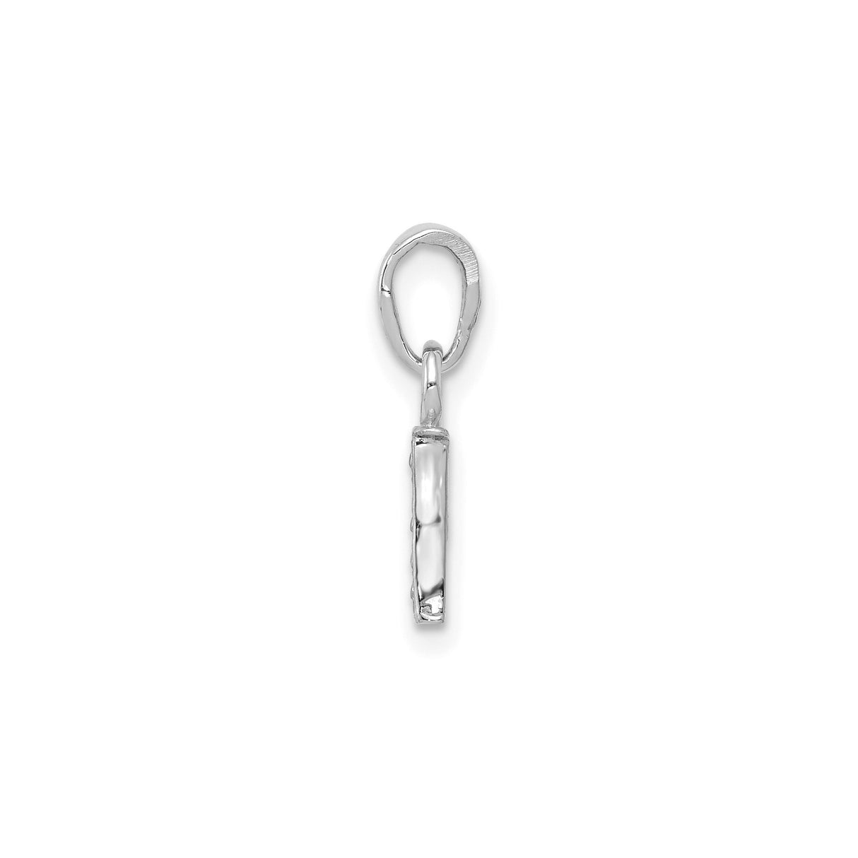 14k White Gold Letter I Pendant with Diamond Accents, Vertical Block Initial Charm