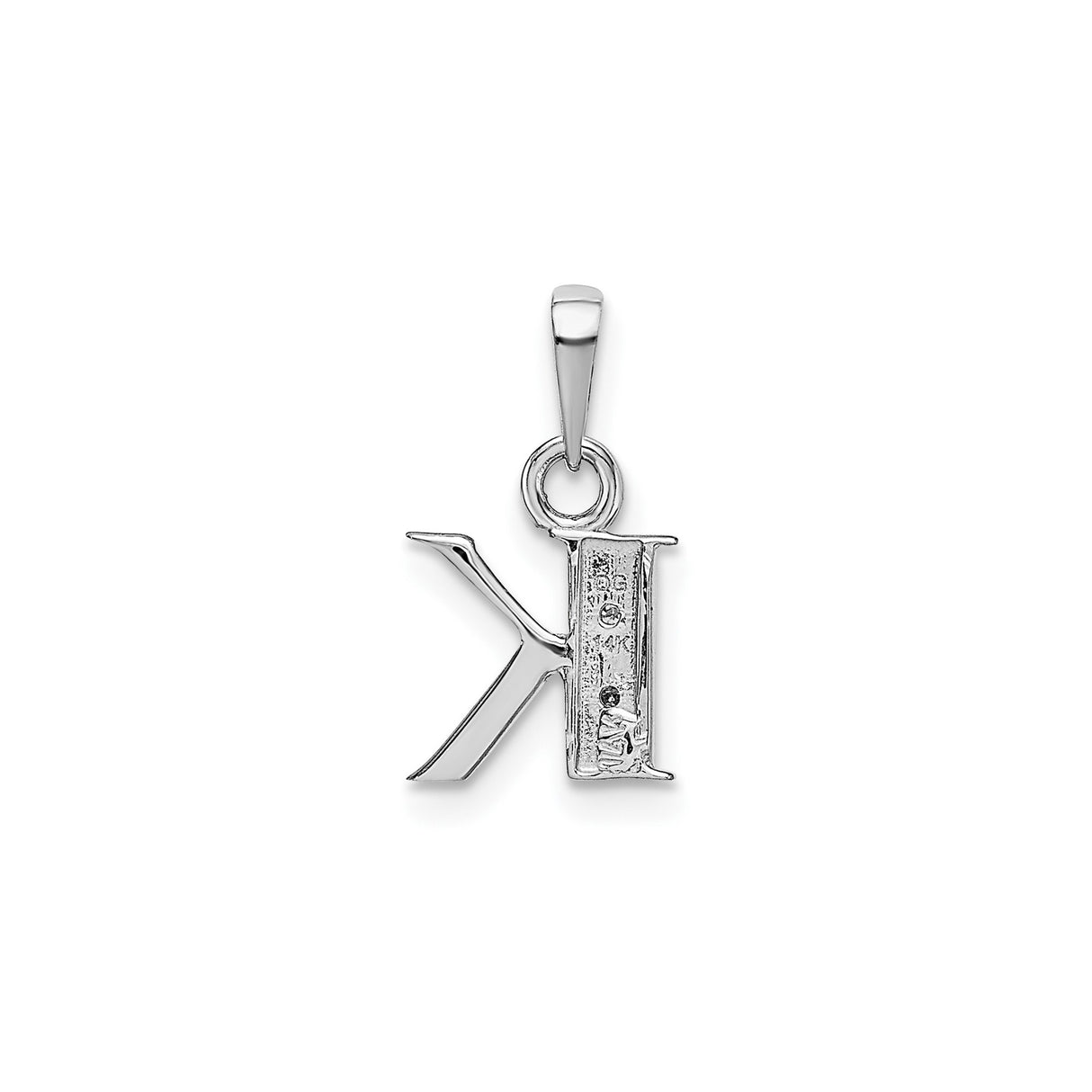 14k White Gold Initial K Pendant with Diamonds, Custom Monogram Charm for Women