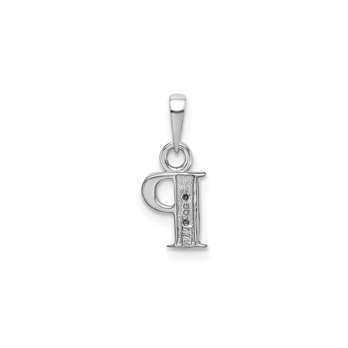 14k White Gold Initial P Pendant with Diamond Accents, Vertical Bar Alphabet Charm for Women
