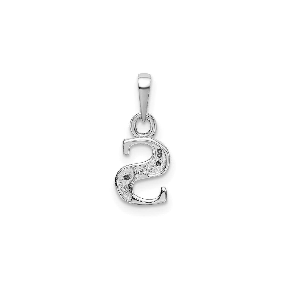 14k White Gold Letter S Pendant with Diamond Accent, Monogram Initial Charm for Women