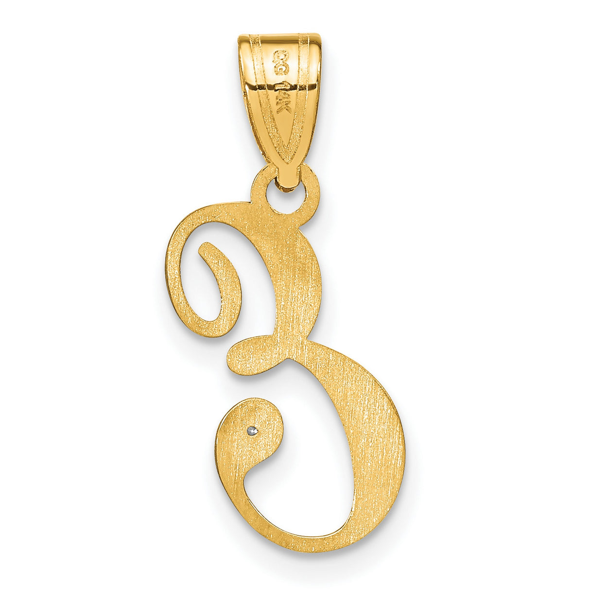14k Yellow Gold Script Initial E Pendant with Diamond Accent Charm