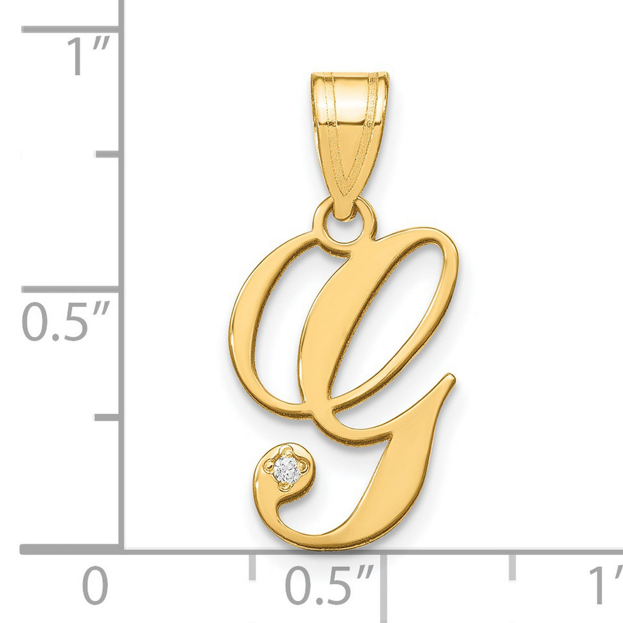 14k Yellow Gold G Initial Pendant with Diamond Accent, Script Letter Charm for Women