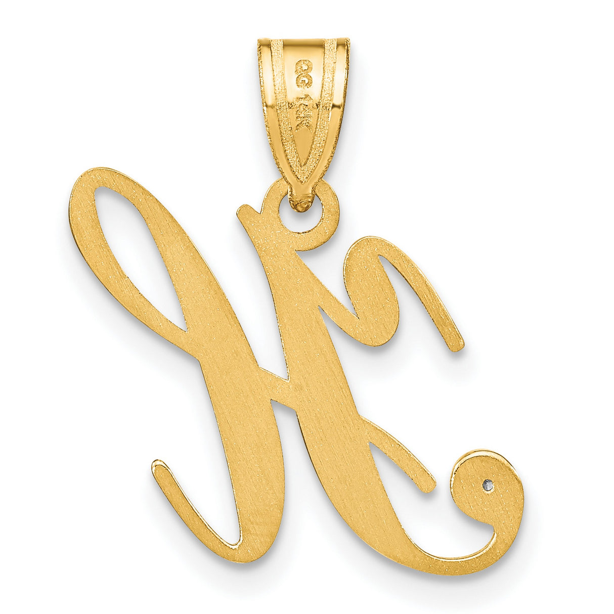 14k Yellow Gold Script Initial Pendant with Diamond Accent, Cursive Letter Charm for Women