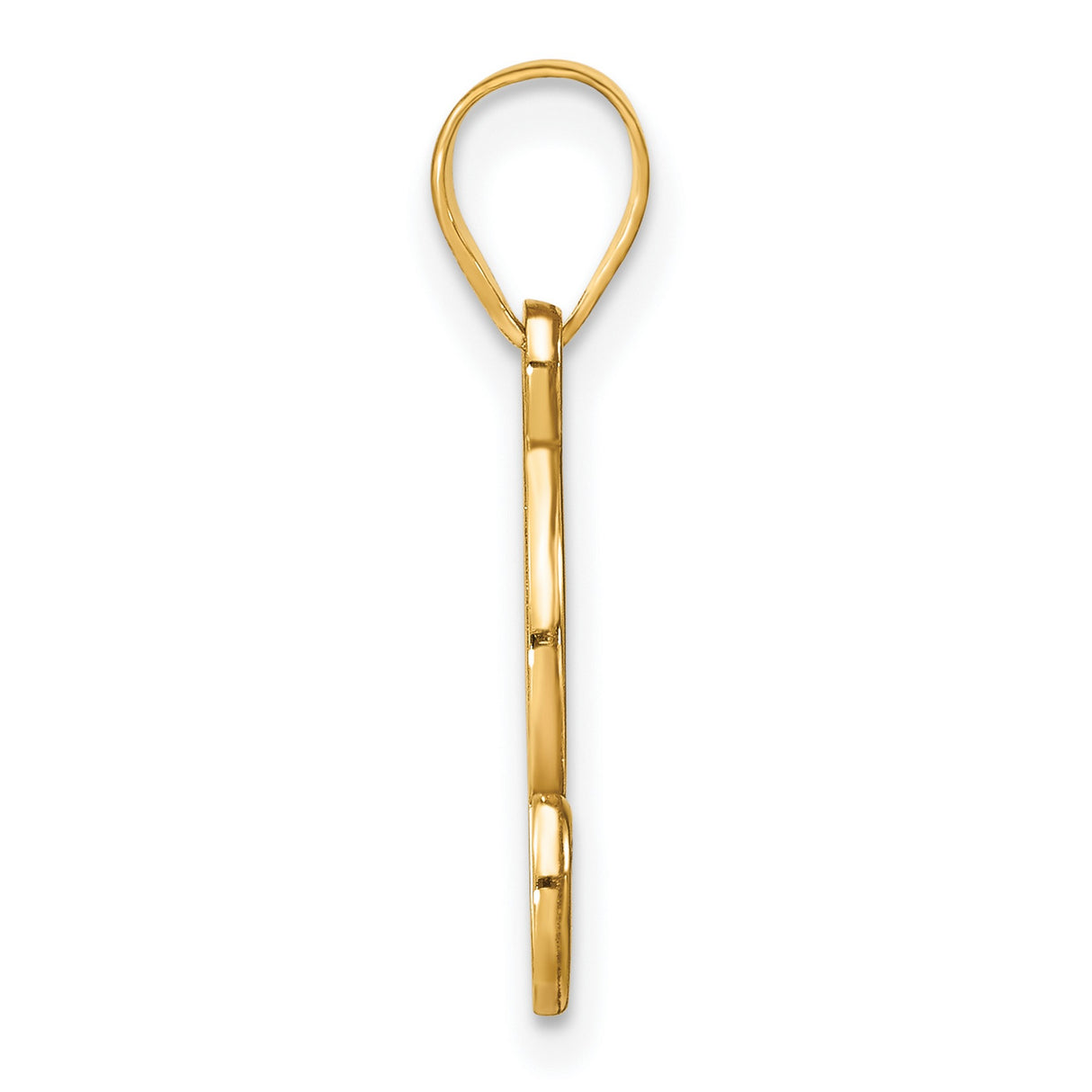 14k Yellow Gold Script Letter J Pendant with Diamond Accent, Cursive Initial Charm