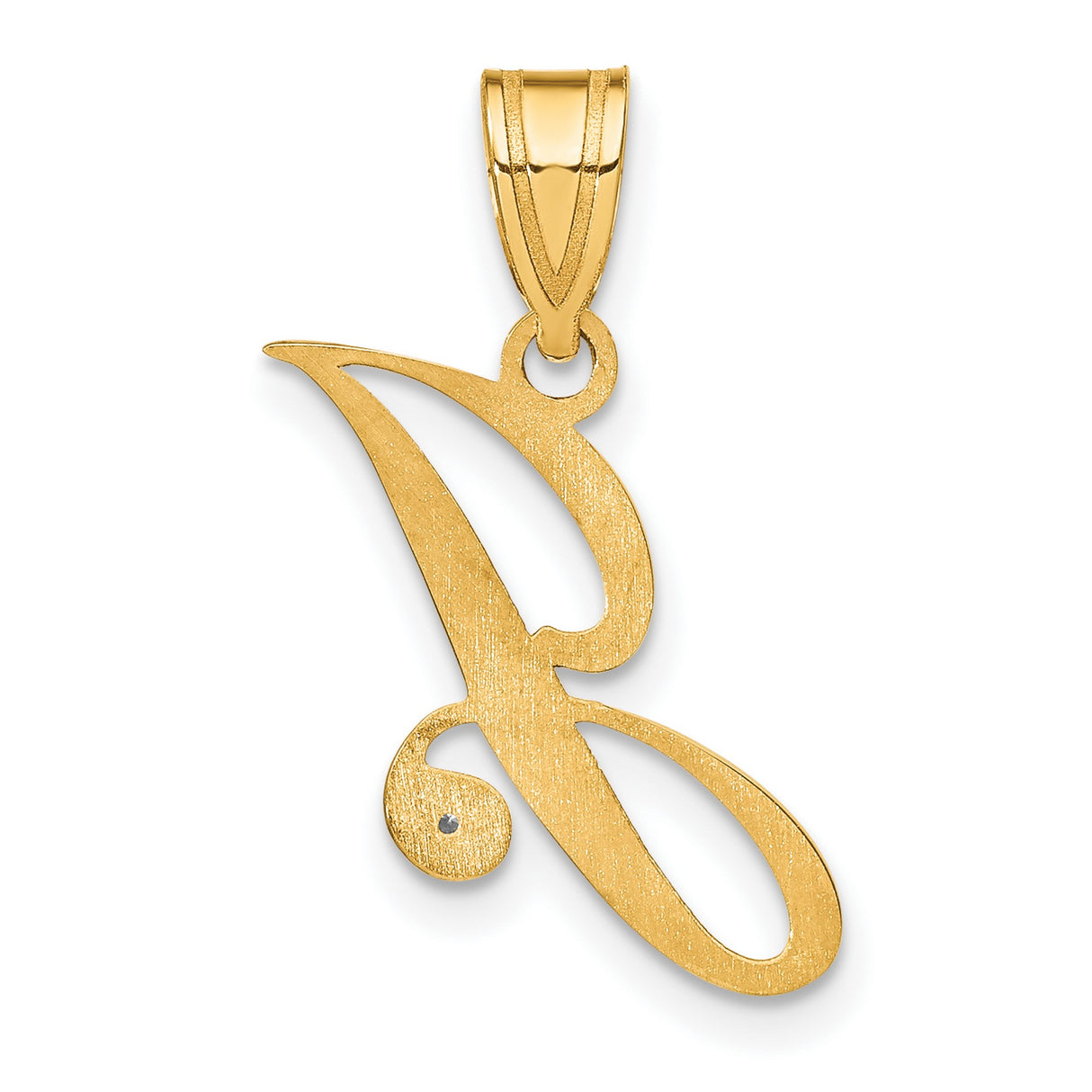 14k Yellow Gold Initial J Pendant with Diamond Accent, Script Letter Charm for Women