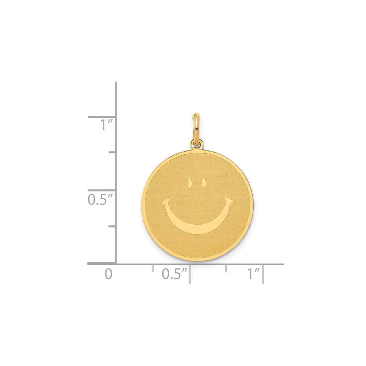 14k Yellow Gold Smiley Face Pendant, Minimalist Happy Face Disc Charm, Unisex Jewelry