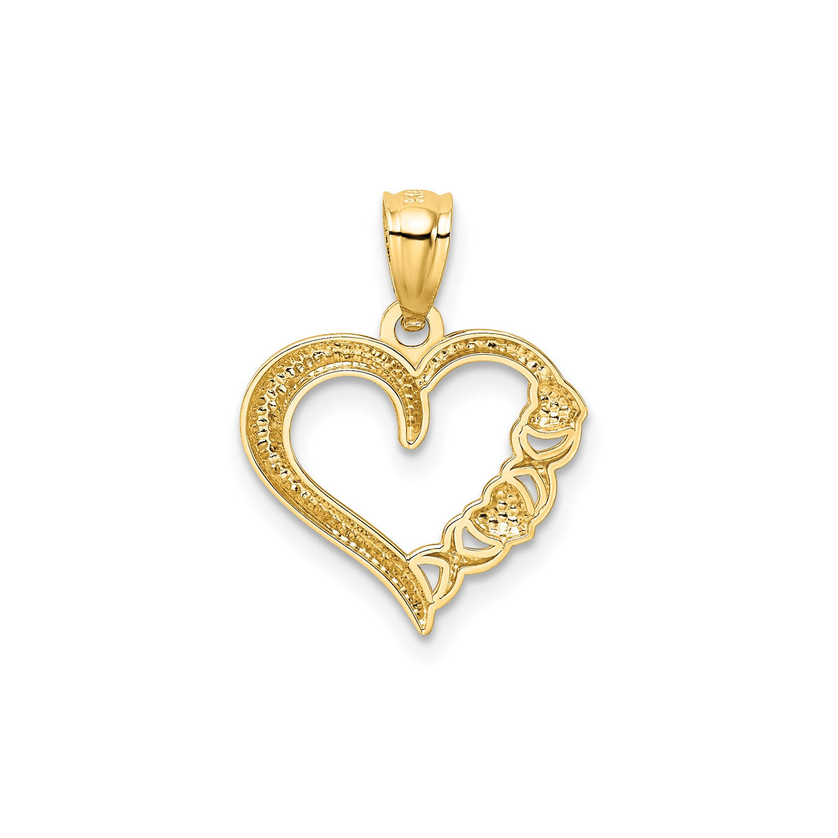 14k Yellow and White Gold Heart Pendant with Intertwined Open Hearts Design for Women