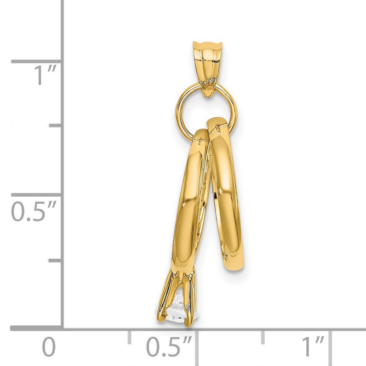 14k Yellow Gold Pendant with Interlocked Wedding Bands and Cubic Zirconia, Symbolic Bridal Charm