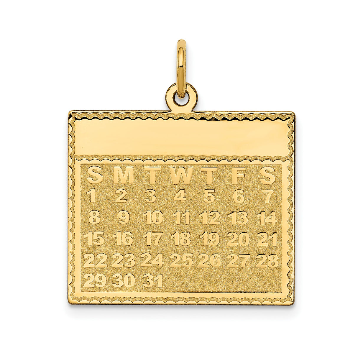 14k Yellow Gold Calendar Pendant Charm, Sentimental Date Jewelry for Women or Unisex Wear