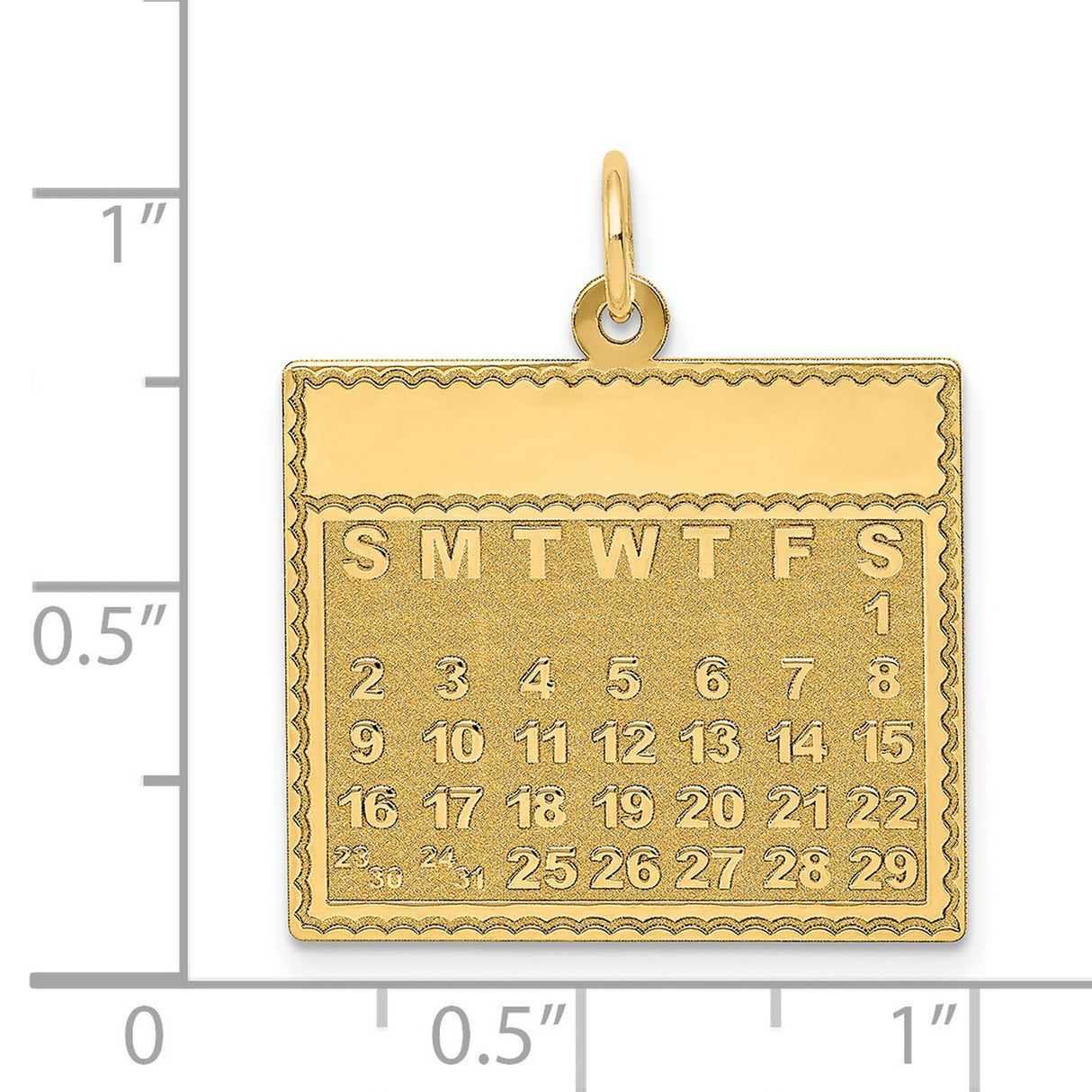 Saturday the First Day Calendar Charm Pendant in Real 14k Yellow Gold