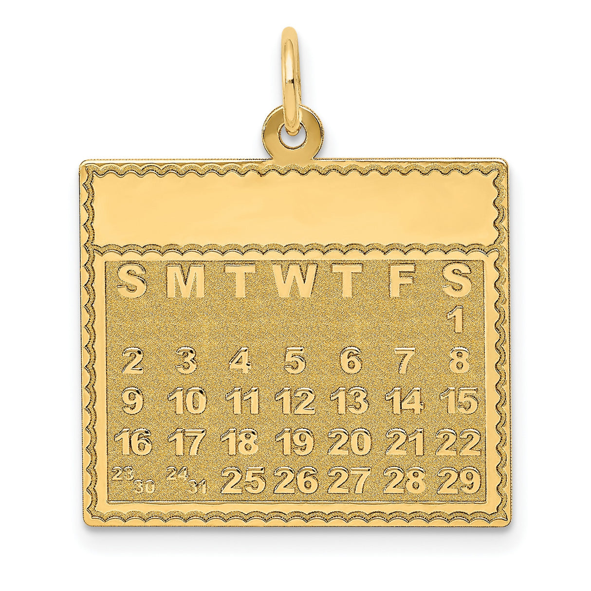 Saturday the First Day Calendar Charm Pendant in Real 14k Yellow Gold