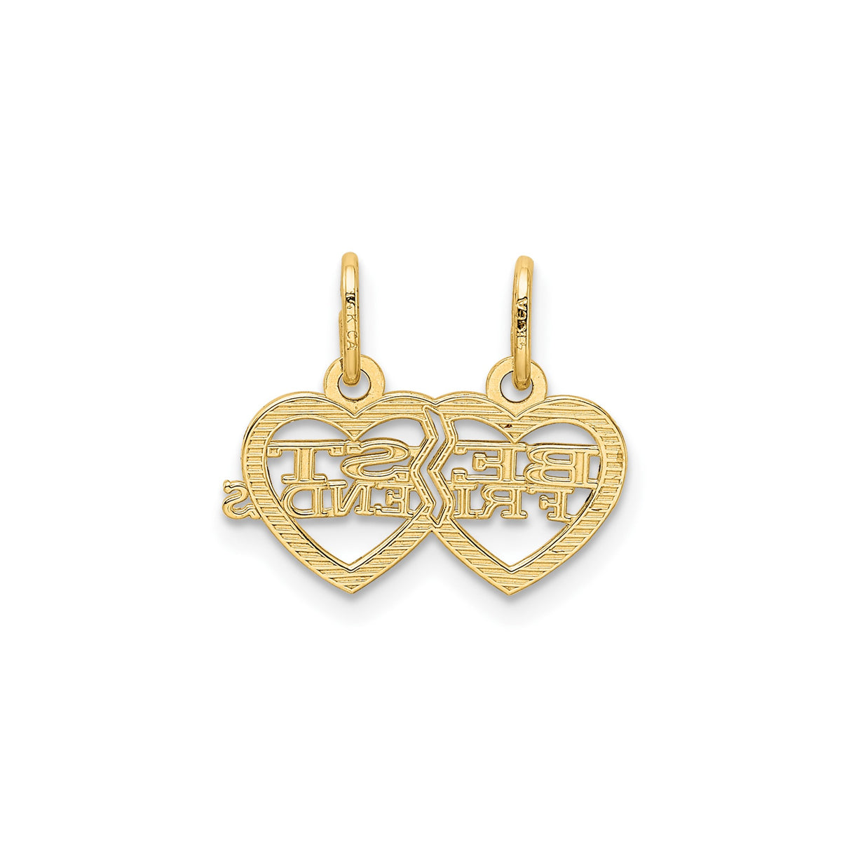 14k Yellow Gold Interlocking Heart Pendant, Split Friends Charm for Women or Girls