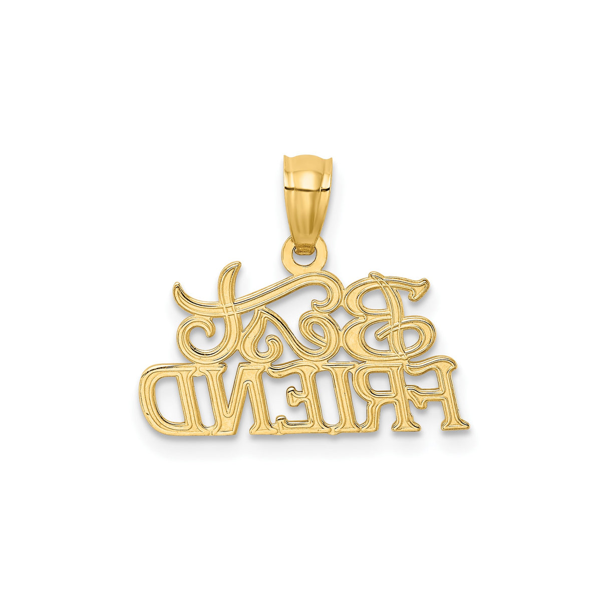 14k Yellow Gold Friendship Pendant with Bold Friend Script Charm