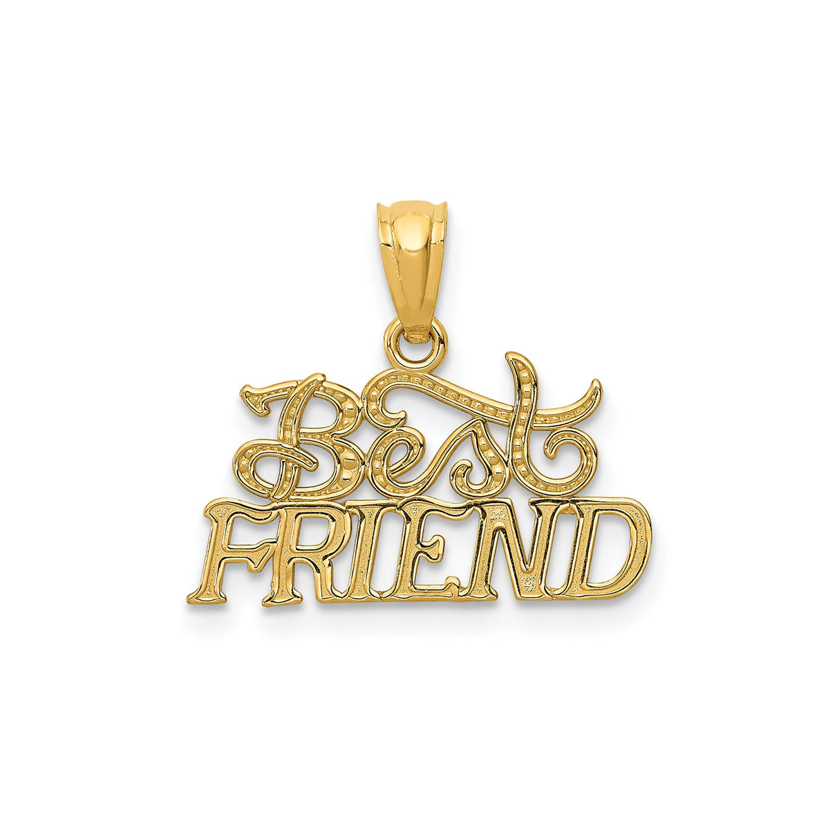 14k Yellow Gold Friendship Pendant with Bold Friend Script Charm