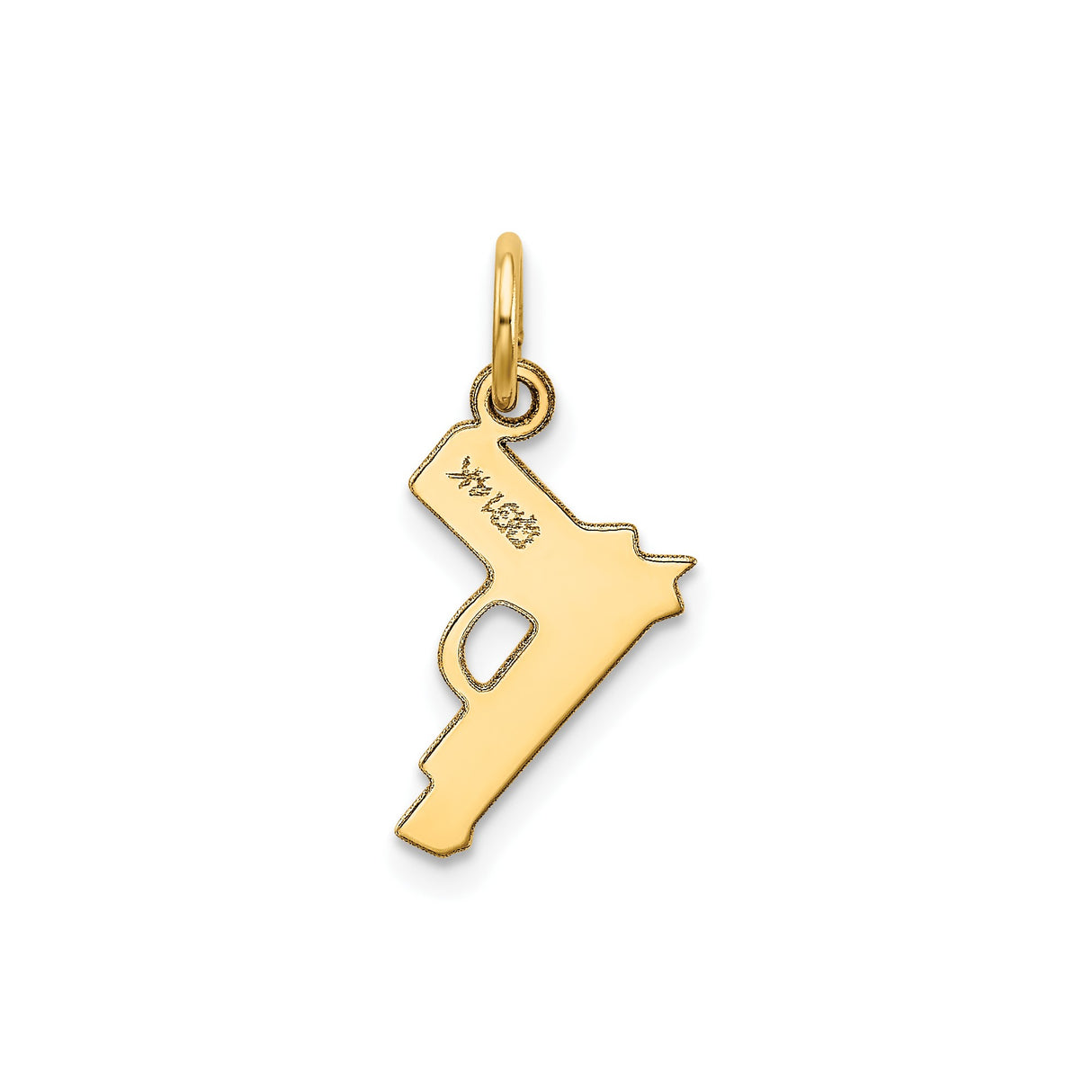 14k Yellow Gold Gun Shaped Pendant, Hip-Hop Firearm Charm, Unisex Urban Statement Jewelry