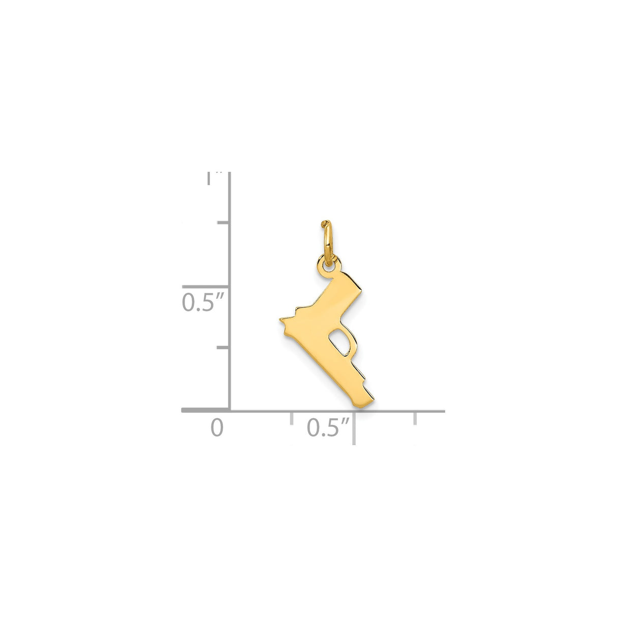 14k Yellow Gold Gun Shaped Pendant, Hip-Hop Firearm Charm, Unisex Urban Statement Jewelry