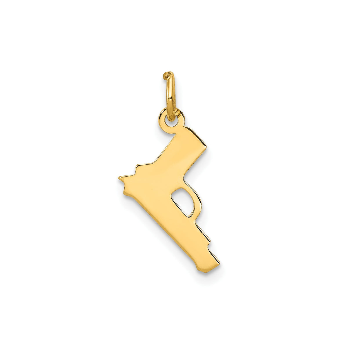 14k Yellow Gold Gun Shaped Pendant, Hip-Hop Firearm Charm, Unisex Urban Statement Jewelry