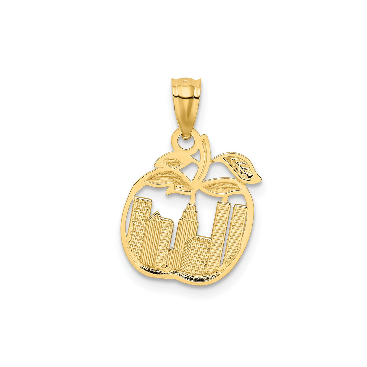 14k Multi-Tone Gold Pendant with New York Skyline in Apple Outline, Unisex City Charm