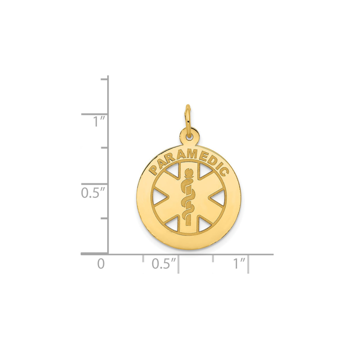 14k Yellow Gold Paramedic Pendant with Star of Life and Rod of Asclepius Symbol