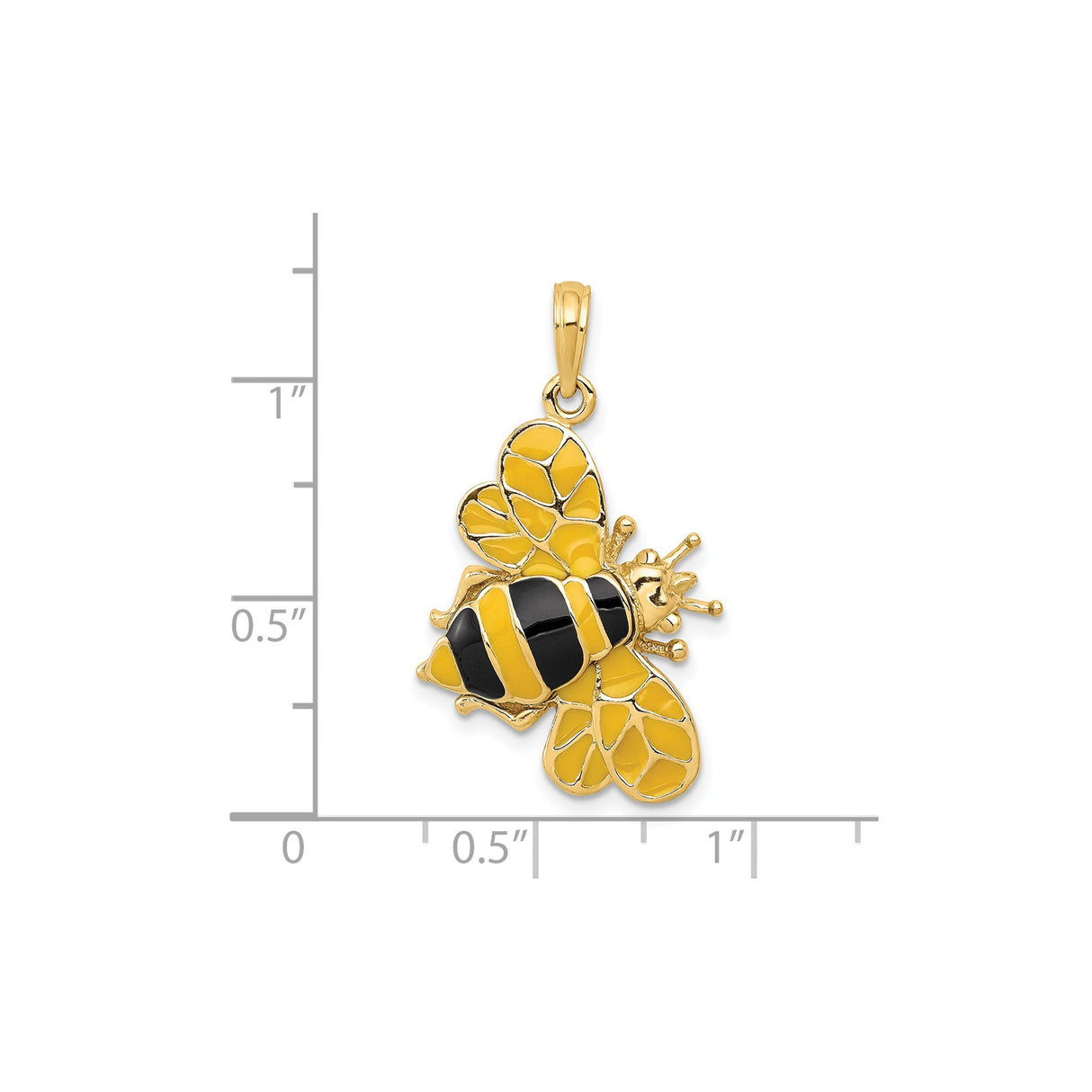 14k Yellow Gold Bee Pendant with Black Enamel, Nature-Inspired Insect Jewelry Charm