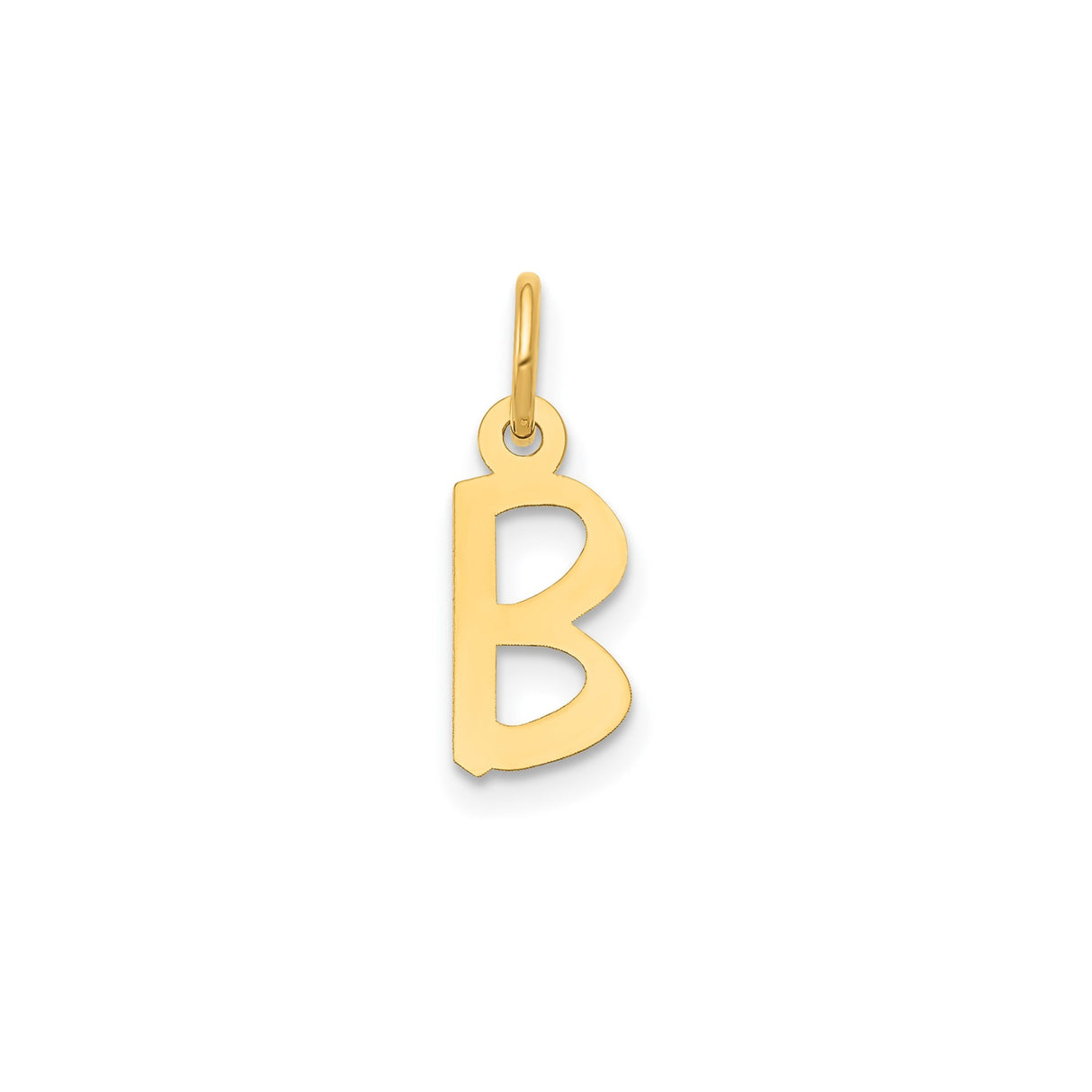 14k Yellow Gold Initial B Pendant, Polished Block Letter Charm, Minimalist Monogram Jewelry