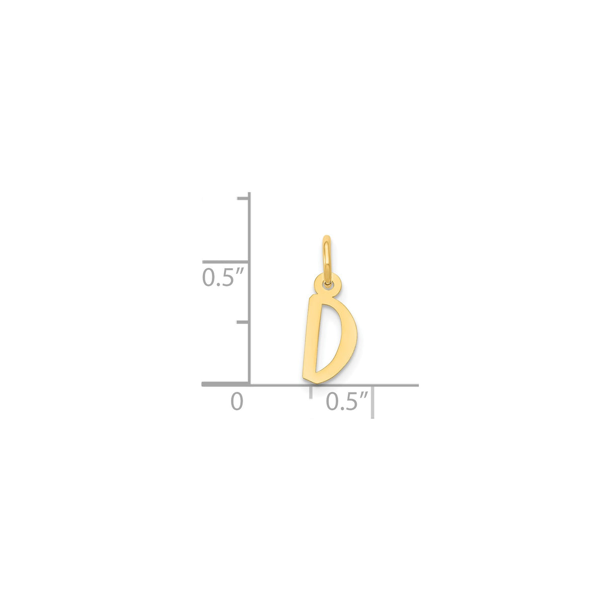14k Yellow Gold Letter D Pendant Charm, Polished Block Initial Design for Women