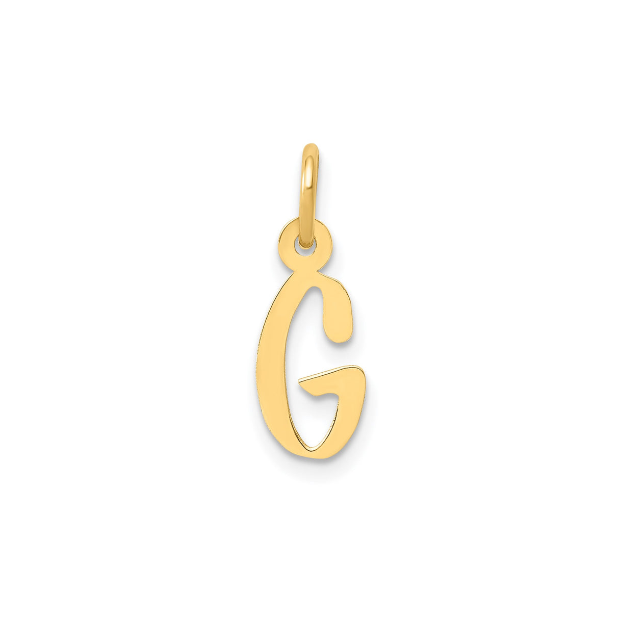 14k Yellow Gold Script G Initial Pendant Charm, Cursive Monogram Alphabet Jewelry for Women