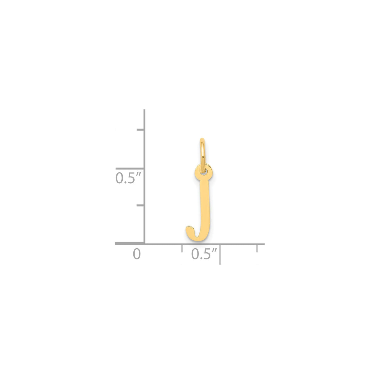 14k Yellow Gold Letter J Charm Pendant, Block Monogram Initial Design for Women