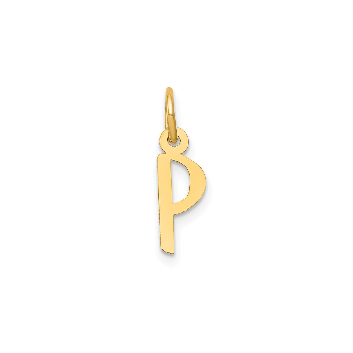 14k Yellow Gold Letter P Pendant, Minimalist Initial Charm for Women