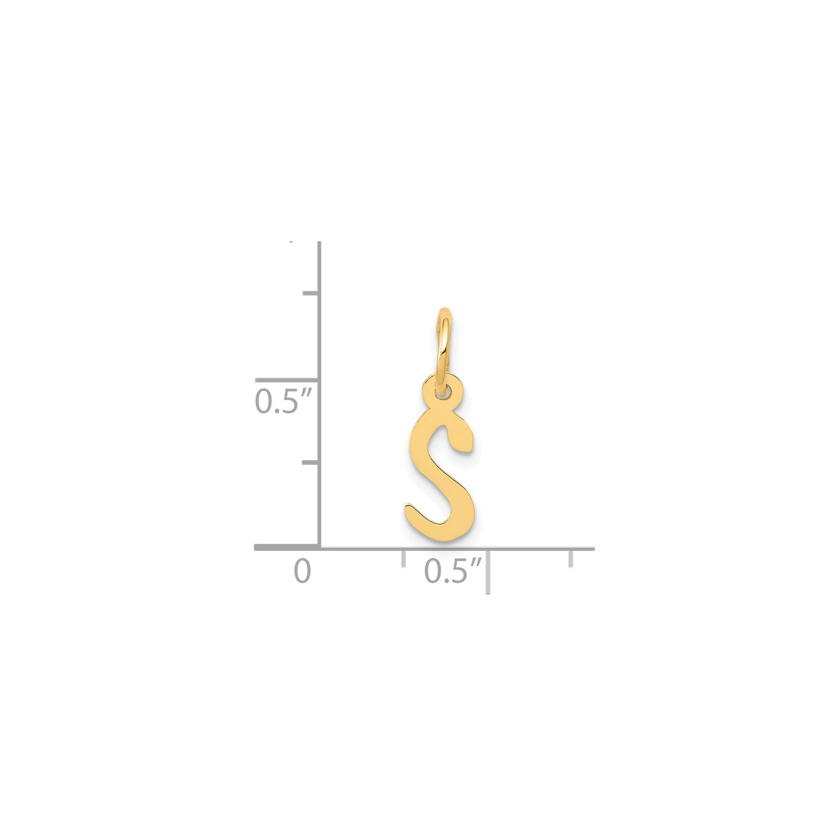14k Yellow Gold Script Letter S Pendant, Polished Initial Charm for Women
