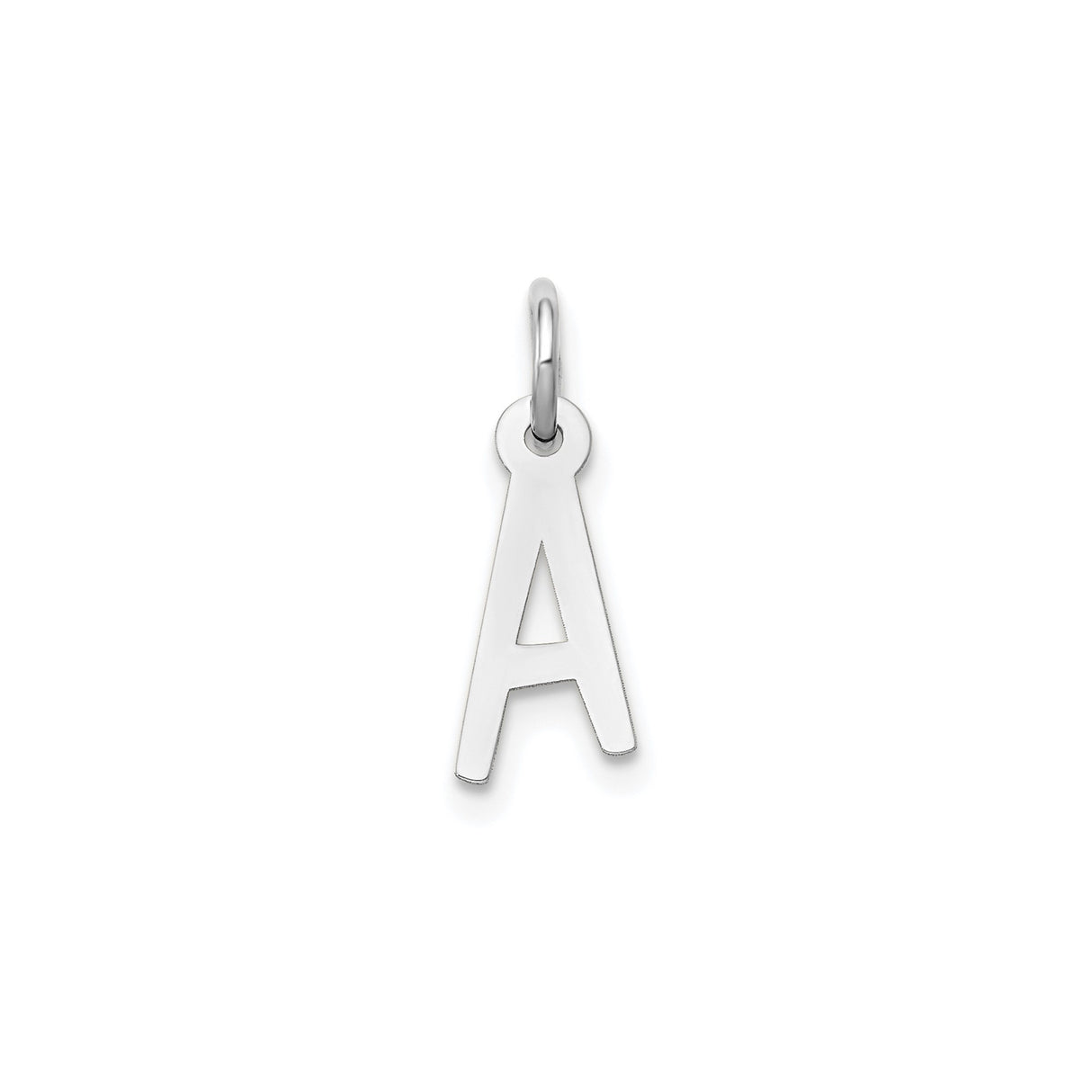 14k White Gold Letter A Pendant Charm, Polished Block Initial, Minimalist Jewelry for Women